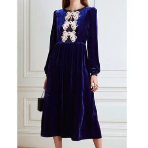 SALONI Midnight Camille Velvet Bow Dress - Size 2
